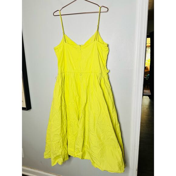 JASON WU Collective Yellow Cotton V-Neck Drawstring Waist Midi Dress size 14 - Picture 4 of 16